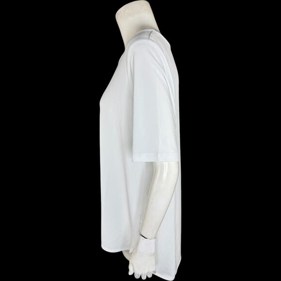 Susan Graver Modern Essentials Pet Liquid Knit Shirttail Tunic White L PETITE - Picture 6 of 13